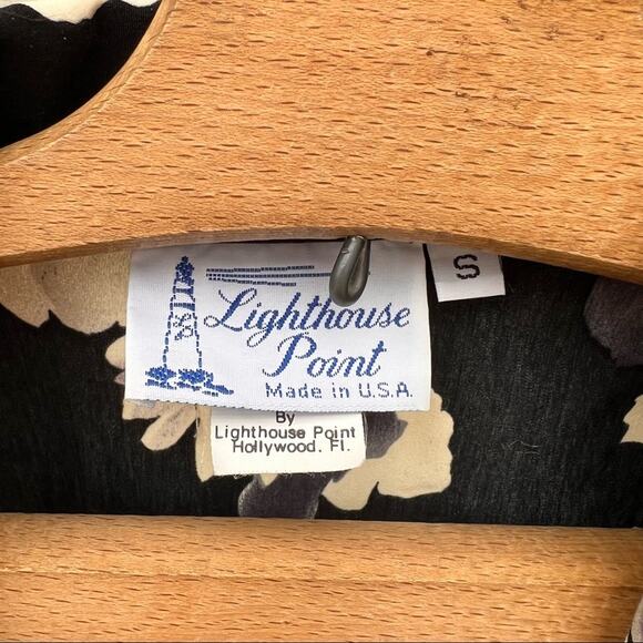 Vintage 80s 90s Lighthouse Point navy floral boxy two button blazer SMALL - Picture 4 of 5